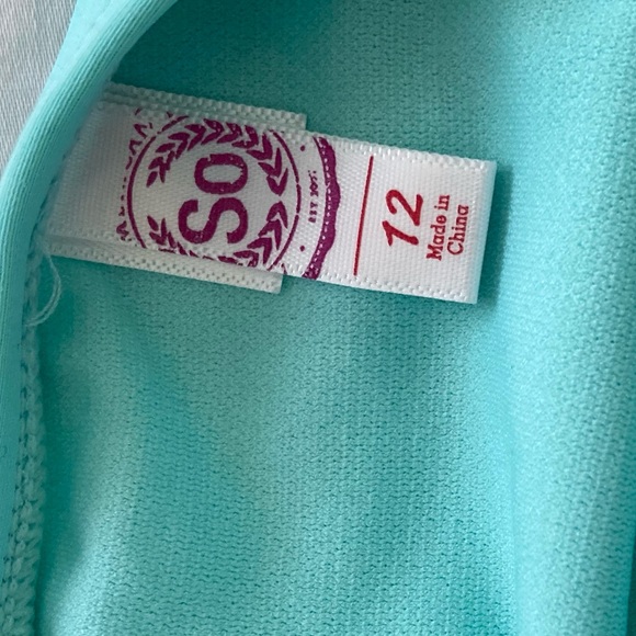 SO Brand 2 Piece Bikini Swimsuit Bright Floral and Stripes Girl’s Size 12 - Picture 2 of 6